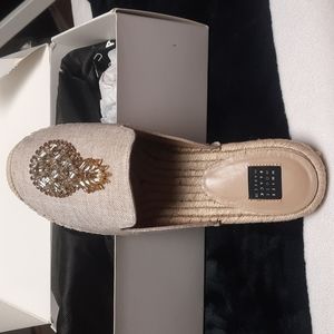 WHBM Jeweled Espadrille Slides